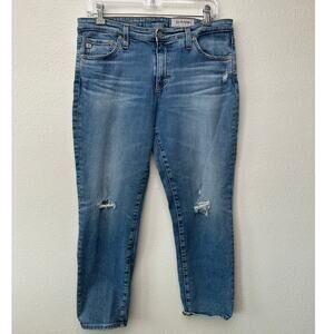 AG Prima Crop Cigarette Jeans Medium Wash Whiskered Size 32R